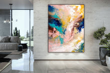 Load image into Gallery viewer, Pink Blue Yellow Abstract Painting Large Artwork Abstract Canvas Art Dp018