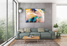 Load image into Gallery viewer, Pink Blue Yellow Abstract Painting Large Artwork Abstract Canvas Art Dp018