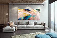 Load image into Gallery viewer, Pink Blue Yellow Abstract Painting Large Artwork Abstract Canvas Art Dp018