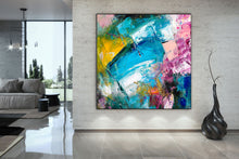 Load image into Gallery viewer, Blue Purple Yellow Abstract Painting Dine Room Wall Art Bp114