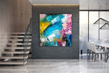 Load image into Gallery viewer, Blue Purple Yellow Abstract Painting Dine Room Wall Art Bp114