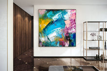 Load image into Gallery viewer, Blue Purple Yellow Abstract Painting Dine Room Wall Art Bp114