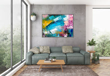Load image into Gallery viewer, Blue Purple Yellow Abstract Painting Dine Room Wall Art Bp114