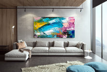 Load image into Gallery viewer, Blue Purple Yellow Abstract Painting Dine Room Wall Art Bp114