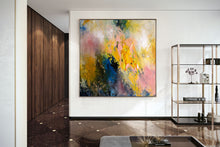 Load image into Gallery viewer, Extra Large Modern Wall Art Yellow Pink Blue Dine Room Wall Art