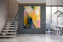 Load image into Gallery viewer, Extra Large Modern Wall Art Yellow Pink Blue Dine Room Wall Art