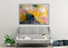 Load image into Gallery viewer, Extra Large Modern Wall Art Yellow Pink Blue Dine Room Wall Art