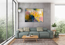 Load image into Gallery viewer, Extra Large Modern Wall Art Yellow Pink Blue Dine Room Wall Art