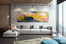 Load image into Gallery viewer, Extra Large Modern Wall Art Yellow Pink Blue Dine Room Wall Art