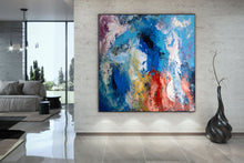 Load image into Gallery viewer, Blue Red Purple Original Abstract Painting Wall Art Texture Wall Art Dp016