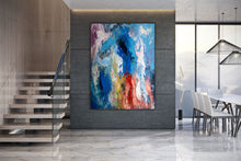 Load image into Gallery viewer, Blue Red Purple Original Abstract Painting Wall Art Texture Wall Art Dp016