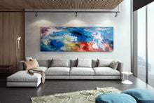 Load image into Gallery viewer, Blue Red Purple Original Abstract Painting Wall Art Texture Wall Art Dp016