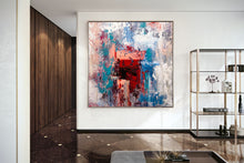 Load image into Gallery viewer, Red Blue Orange Abstract Painting on Canvas Large Wall Art Dining Room Bp117