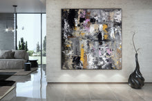 Load image into Gallery viewer, Black Grey Gold Contemporary Art Extra Large Abstract Painting Bp115