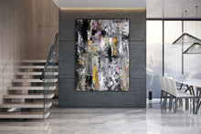 Load image into Gallery viewer, Black Grey Gold Contemporary Art Extra Large Abstract Painting Bp115