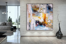 Load image into Gallery viewer, White Yellow Grey Large Abstract Art Painting Bathroom Office Wall Art Dp025