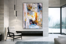 Load image into Gallery viewer, White Yellow Grey Large Abstract Art Painting Bathroom Office Wall Art Dp025