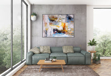 Load image into Gallery viewer, White Yellow Grey Large Abstract Art Painting Bathroom Office Wall Art Dp025