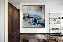 Load image into Gallery viewer, Blue Gold Modern Wall Art,Large Artwork,Abstract Art Canvas BL002
