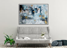 Load image into Gallery viewer, Extra Large Wall Art,Blue Gold Modern Painting,Living Room Wall Art,BL003