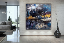 Load image into Gallery viewer, Black Blue Gold Abstract Wall Painting Living Room Wall Art Modern Decor Bp116