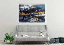 Load image into Gallery viewer, Black Blue Gold Abstract Wall Painting Living Room Wall Art Modern Decor Bp116