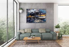 Load image into Gallery viewer, Black Blue Gold Abstract Wall Painting Living Room Wall Art Modern Decor Bp116