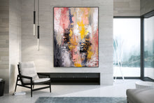 Load image into Gallery viewer, Pink Yellow White Abstract Painting Living Room Wall Art Dp027