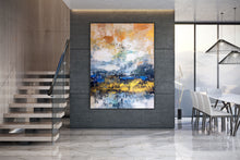 Load image into Gallery viewer, Blue White Gold Yellow Modern Abstract Painting Custom Art Bp124