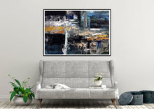 Load image into Gallery viewer, Black Blue Gold Abstract Painting Modern Decor Large Artwork Dp080