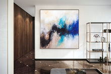 Load image into Gallery viewer, Black Blue White Abstract Painting Large Artwork Bp122