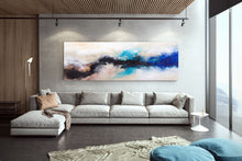 Load image into Gallery viewer, Black Blue White Abstract Painting Large Artwork Bp122