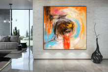 Load image into Gallery viewer, Orange Red Blue Abstract Painting Original Art Bathroom Wall Art Dp031