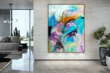 Load image into Gallery viewer, Sky Blue Purple Abstract Painting Texture Modern Wall Art Dp084
