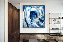 Load image into Gallery viewer, Blue White Abstract Canvas Art Painting Living Room Decor Dp081