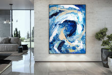 Load image into Gallery viewer, Blue White Abstract Canvas Art Painting Living Room Decor Dp081