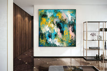 Load image into Gallery viewer, Green Blue Yellow Abstract Painting Living Room Wall Art Dp023