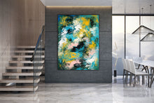 Load image into Gallery viewer, Green Blue Yellow Abstract Painting Living Room Wall Art Dp023