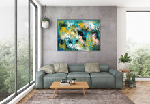 Load image into Gallery viewer, Green Blue Yellow Abstract Painting Living Room Wall Art Dp023