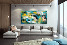 Load image into Gallery viewer, Green Blue Yellow Abstract Painting Living Room Wall Art Dp023