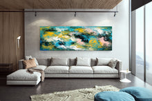Load image into Gallery viewer, Green Blue Yellow Abstract Painting Living Room Wall Art Dp023