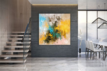 Load image into Gallery viewer, Yellow Pink Blue Abstract Painting Living Room Wall Art Bp108