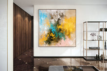 Load image into Gallery viewer, Yellow Pink Blue Abstract Painting Living Room Wall Art Bp108
