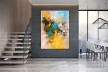Load image into Gallery viewer, Yellow Pink Blue Abstract Painting Living Room Wall Art Bp108