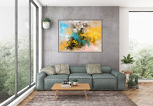 Load image into Gallery viewer, Yellow Pink Blue Abstract Painting Living Room Wall Art Bp108