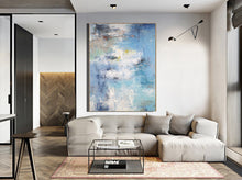 Load image into Gallery viewer, Large Texture Abstract Painting Blue White Abstract Art Bp095