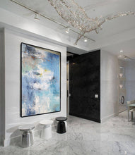 Load image into Gallery viewer, Large Texture Abstract Painting Blue White Abstract Art Bp095