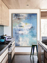 Load image into Gallery viewer, Large Texture Abstract Painting Blue White Abstract Art Bp095