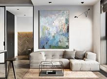 Load image into Gallery viewer, Large Green Purple Abstract Painting Wall Canvas Art Bp093