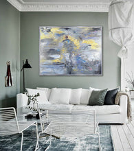 Load image into Gallery viewer, Original Abstract Canvas Wall Art Office Decor,Grey Painting Yellow Painting Dp136